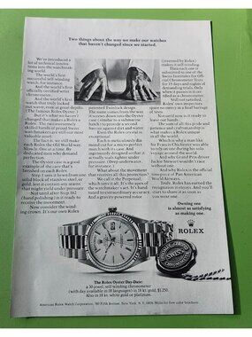 Rolex Oyster Day-Date Watch Vintage Print Ad Advertisement Art Original